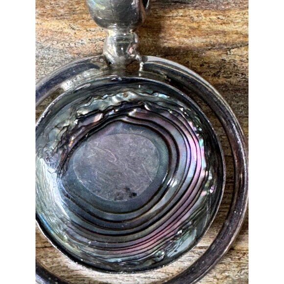 Sterling Silver Pendant With Abalone Centerpiece 20.18g - Picture 2 of 5